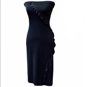 PARALLEL Black Strapless Ruffle Body-con Dress S